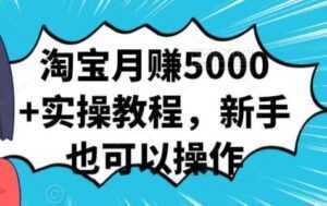 淘宝月赚5000+实操教程,新手也可以操作-课程网