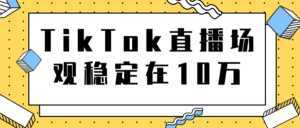 TikTok直播场观稳定在10万，导流独立站转化率1：5000实操讲解-课程网