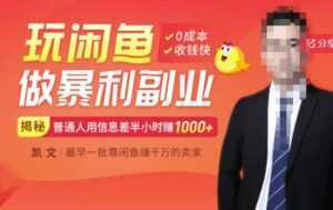 【闲鱼无货源赚钱】一部手机开启闲鱼副业,0成本用信息差日赚1000+-课程网