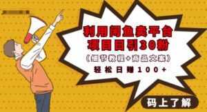 利用闲鱼卖平台项目课程资源日引流30+精准粉丝，轻松日赚100+，积累人脉可实现二次变-课程网