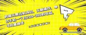 数据采集挂机项目，无脑操作，单台手机一个月200-300的收益，可批量操作-课程网