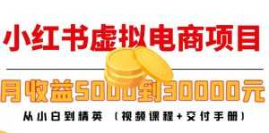 小红书虚拟电商项目：从小白到精英 月收益5000到30000 (视频课程+交付手册)-课程网