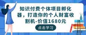 知识付费个体项目孵化器，打造你的个人财富收割机-价值1680元-课程网