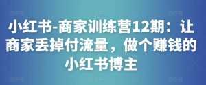 小红书-商家训练营12期：让商家丢掉付流量，做个赚钱的小红书博主-课程网