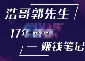 浩哥郭先生17年创业赚米笔记,打开你对很多东西的认知,让你知道原来赚钱或创业不单单是发力就行-课程网