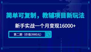 简单可复制，教辅项目新玩法，新手实战一个月变现16000+（第二期）-课程网