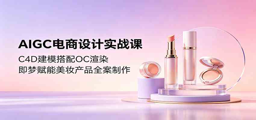 AIGC电商设计实战课：C4D建模搭配OC渲染，即梦赋能美妆产品全案制作-课程网