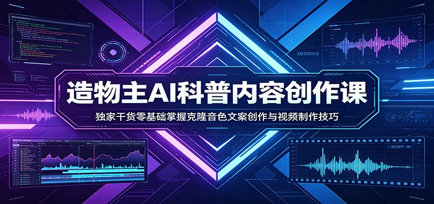 AI科普内容创作课：独家干货零基础掌握克隆音色文案创作与视频制作技巧-课程网