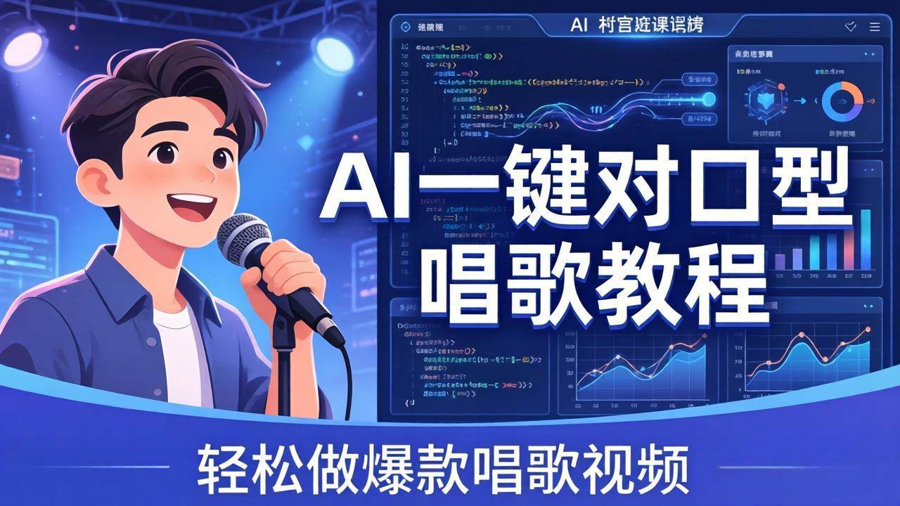 （18118期） AI一键对口型唱歌教程：零基础也能学，素材准备+模型训练+音色转换，轻松做爆款唱歌视频-课程网
