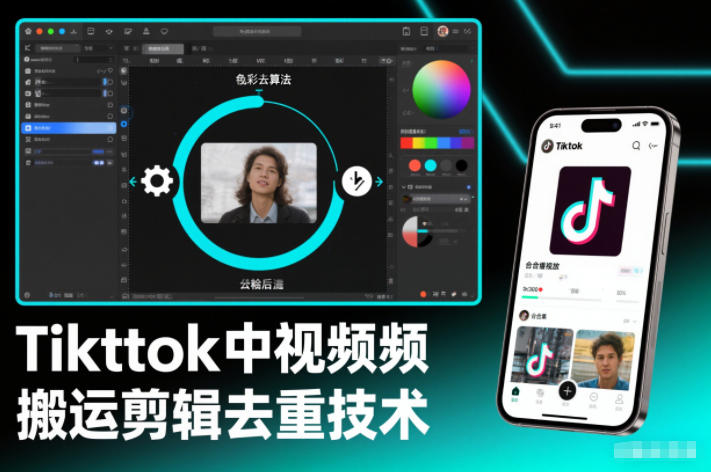 Tiktok中视频纯搬运剪辑去重技术，外来技术，自行测试-课程网