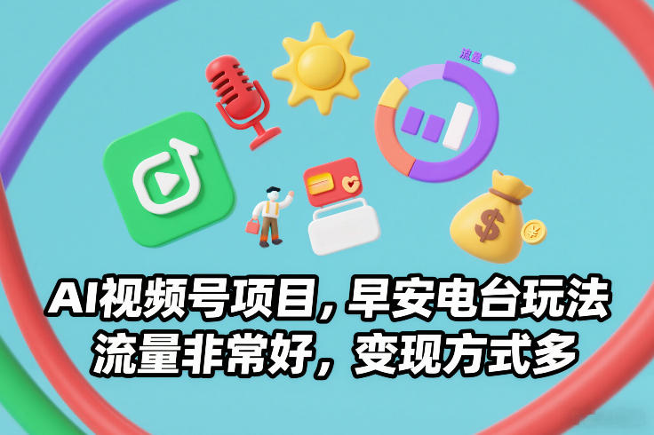 AI视频号项目，早安电台玩法，流量非常好，变现方式多-课程网