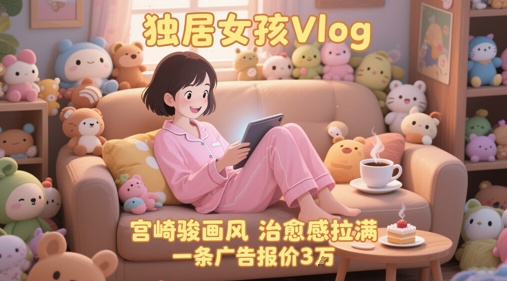 单个账号涨粉71W！用AI制作独居女孩Vlog，宫崎骏画风，治愈感拉满，一条广告报价3W-课程网