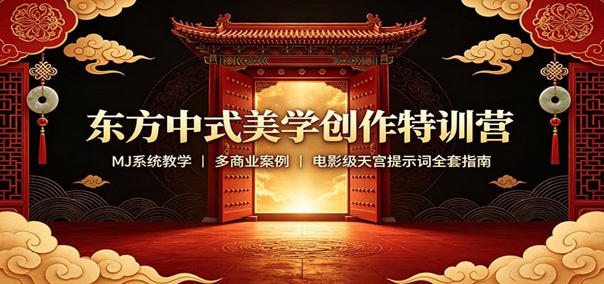东方中式美学创作特训营：MJ系统教学，多商业案例，电影级天宫提示词全套指南-课程网
