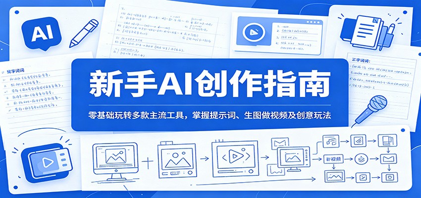 新手AI创作指南：零基础玩转多款主流工具，掌握提示词、生图做视频及创意玩法-课程网