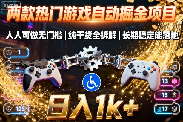两款热门游戏自动掘金项目，人人可做无门槛，纯干货全拆解，长期稳定能落地，日入1k+【揭秘】-课程网