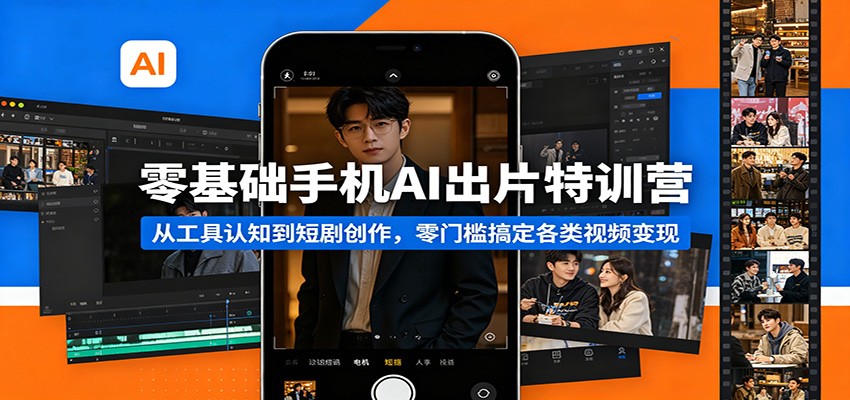 零基础手机AI出片特训营：从工具认知到短剧创作，零门槛搞定各类视频变现-课程网