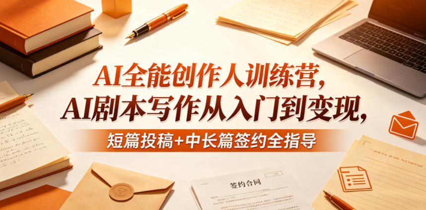 AI全能创作人训练营，AI剧本写作从入门到变现，短篇投稿+中长篇签约全指导-课程网