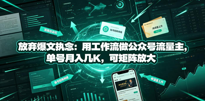 放弃爆文执念：用工作流做公众号流量主，单号月入几K，可矩阵放大-课程网