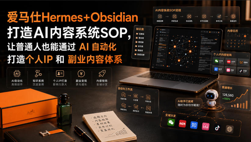 爱马仕Hermes+Obsidian打造AI内容系统SOP，让普通人也能通过 AI 自动化打造个人IP 和 副业内容体系-课程网