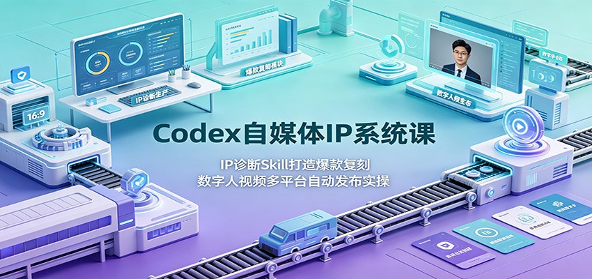 Codex自媒体IP系统课：IP诊断Skill打造爆款复刻，数字人视频多平台自动发布实操-课程网