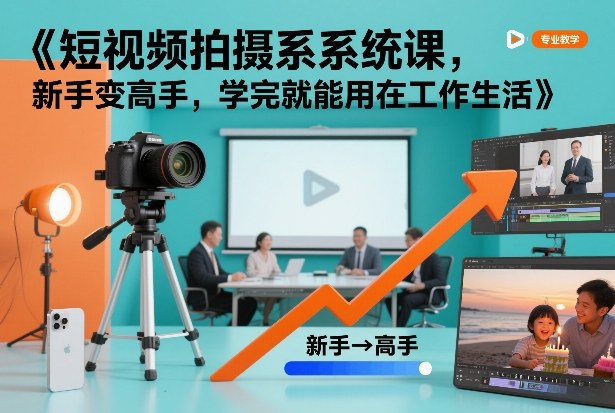 短视频拍摄系统课，新手变高手，学完就能用在工作生活-课程网