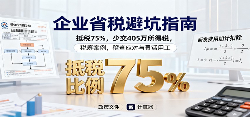 企业省税避坑指南：抵税75%，少交405万所得税，税筹案例，稽查应对与灵活用工-课程网