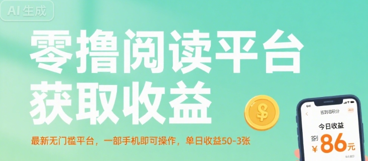 零撸阅读平台获取收益，最新无门槛平台，一部手机即可操作，单日收益50-3张【揭秘】-课程网