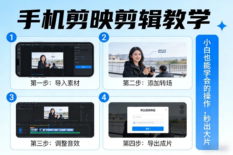 手机剪映剪辑教学，小白也能学会的操作，秒出大片-课程网