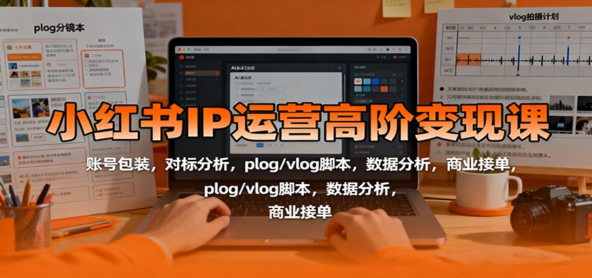 小红书IP运营高阶变现课：账号包装，对标分析，plog/vlog脚本，数据分析，商业接单-课程网