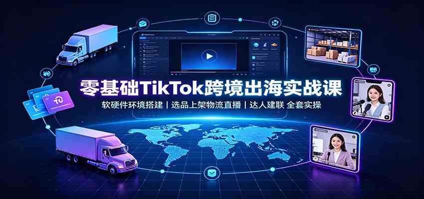 零基础TikTok跨境出海实战课：软硬件环境搭建，选品上架物流直播，达人建联全套实操-课程网
