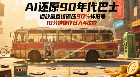 AI还原90年代巴士，一帧就让70后泪崩，播放量直接碾压90%怀旧号，每天操作十分钟，日入四位数-课程网