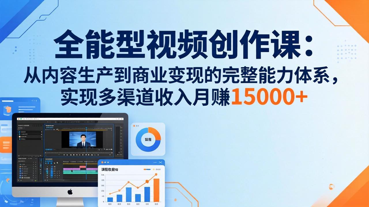 全能型视频创作课-26年3月更新：从内容生产到商业变现的完整能力体系，多渠道收入月赚15000+-课程网