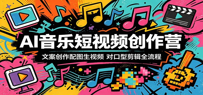 AI音乐短视频创作营：文案创作配图生视频，对口型剪辑全流程-课程网