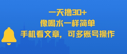 一天撸30+，像喝水一样简单，手机看文章，可多账号操作-课程网