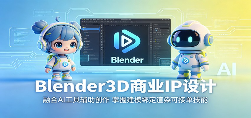 Blender3D商业IP设计：融合AI工具辅助创作，掌握建模绑定渲染可接单技能-课程网