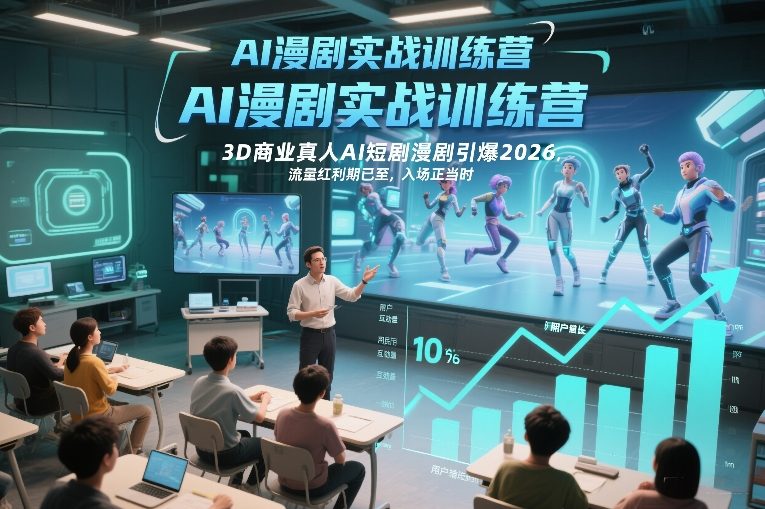 AI漫剧实战训练营，3D商业真人AI短剧漫剧引爆2026，流量红利期已至，入场正当时-课程网