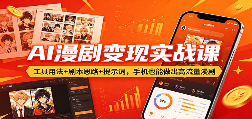 AI漫剧变现实战课：工具用法+剧本思路+提示词，手机也能做出高流量漫剧-课程网