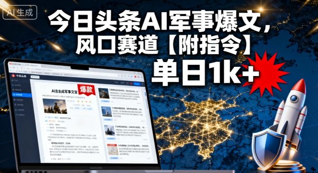 今日头条AI军事爆文，单日1k+，风口赛道【附指令】-课程网