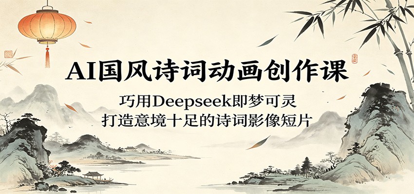AI国风诗词动画创作课：巧用Deepseek即梦可灵，打造意境十足的诗词影像短片-课程网
