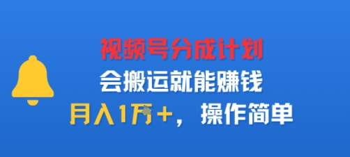 视项号分成计划会搬运就能賺钱，月入1W+，操作简单-课程网