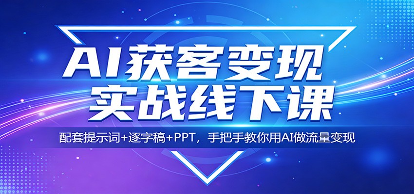 AI获客变现实战线下课：配套提示词+逐字稿+PPT，手把手教你用AI做流量变现-课程网