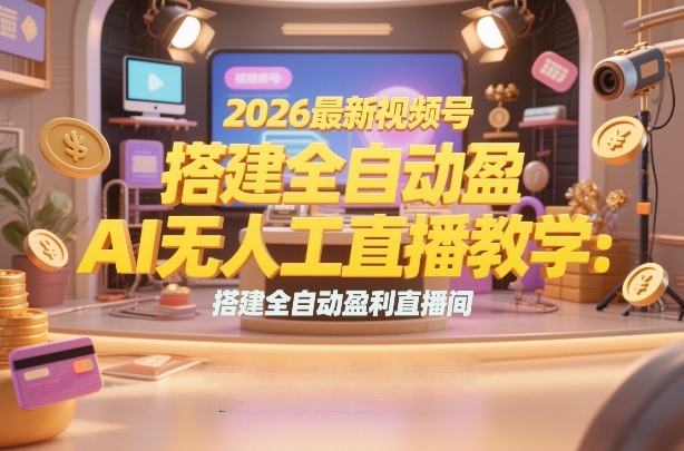 2026最新视频号AI无人直播教学：搭建全自动盈利直播间，低成本开启副业变现-课程网
