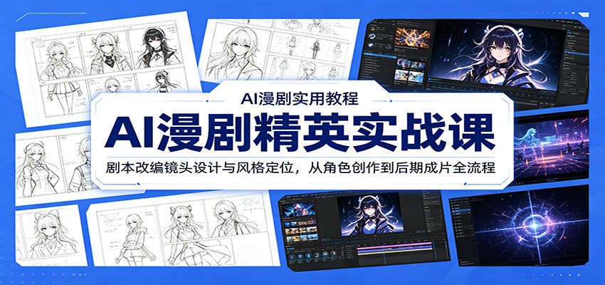 AI漫剧精英实战课：剧本改编镜头设计与风格定位，从角色创作到后期成片全流程-课程网