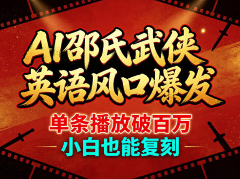 AI邵氏武侠英语风口爆发，单条播放破百万，小白也能复刻-课程网