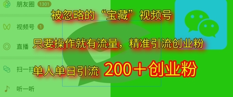 被忽略的“宝藏”视频号引流精准创业粉单人单日引流200+精准粉-课程网
