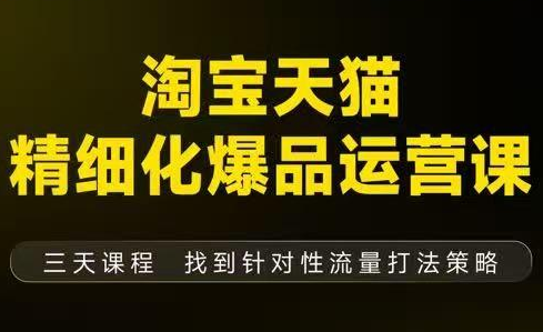 猫课子幽·淘宝天猫精细化爆品运营【音频+字幕+文档】(9月12-14杭州线下课)-课程网