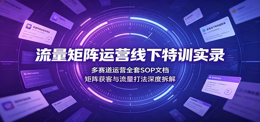 流量矩阵运营线下特训实录：多赛道运营全套SOP文档，矩阵获客与流量打法深度拆解-课程网