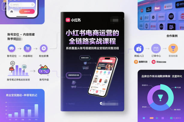 小红书电商运营的全链路实战课程，系统覆盖从账号搭建到商业变现的完整流程-课程网