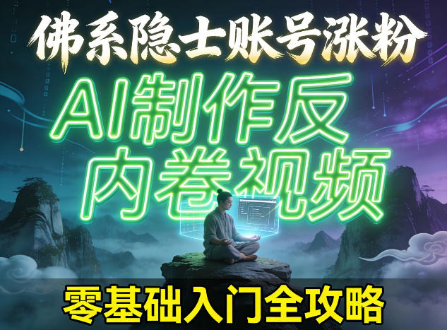佛系隐士账号涨粉，AI制作反内卷视频，零基础入门全攻略-课程网