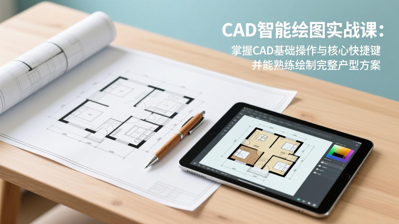 CAD智能绘图实战课：掌握CAD基础操作与核心快捷键，并能熟练绘制完整户型方案-课程网